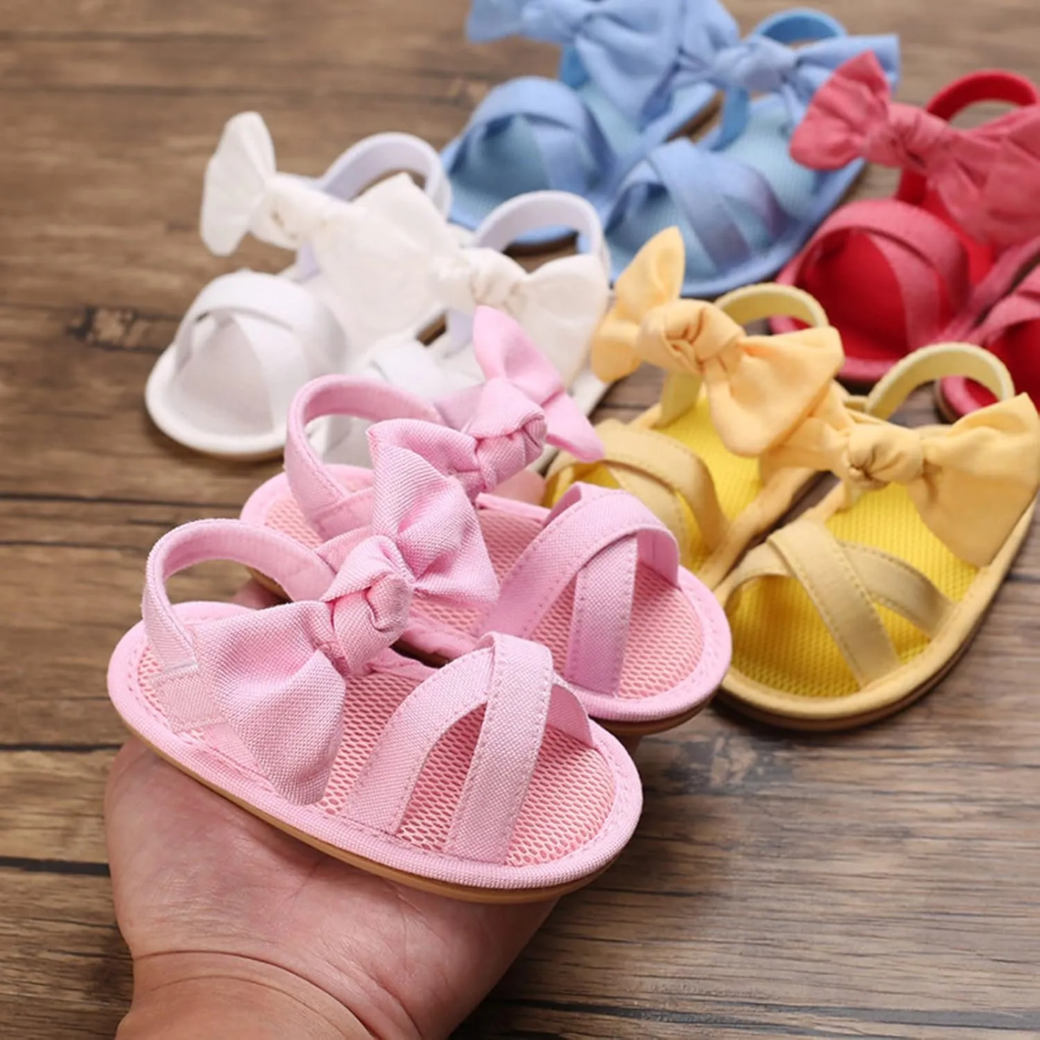 Summer Children Baby Toddler Shoes Girls Sandals Flat Bottom Light Open Toe Solid Color Bow Back Black Ballet Shoes