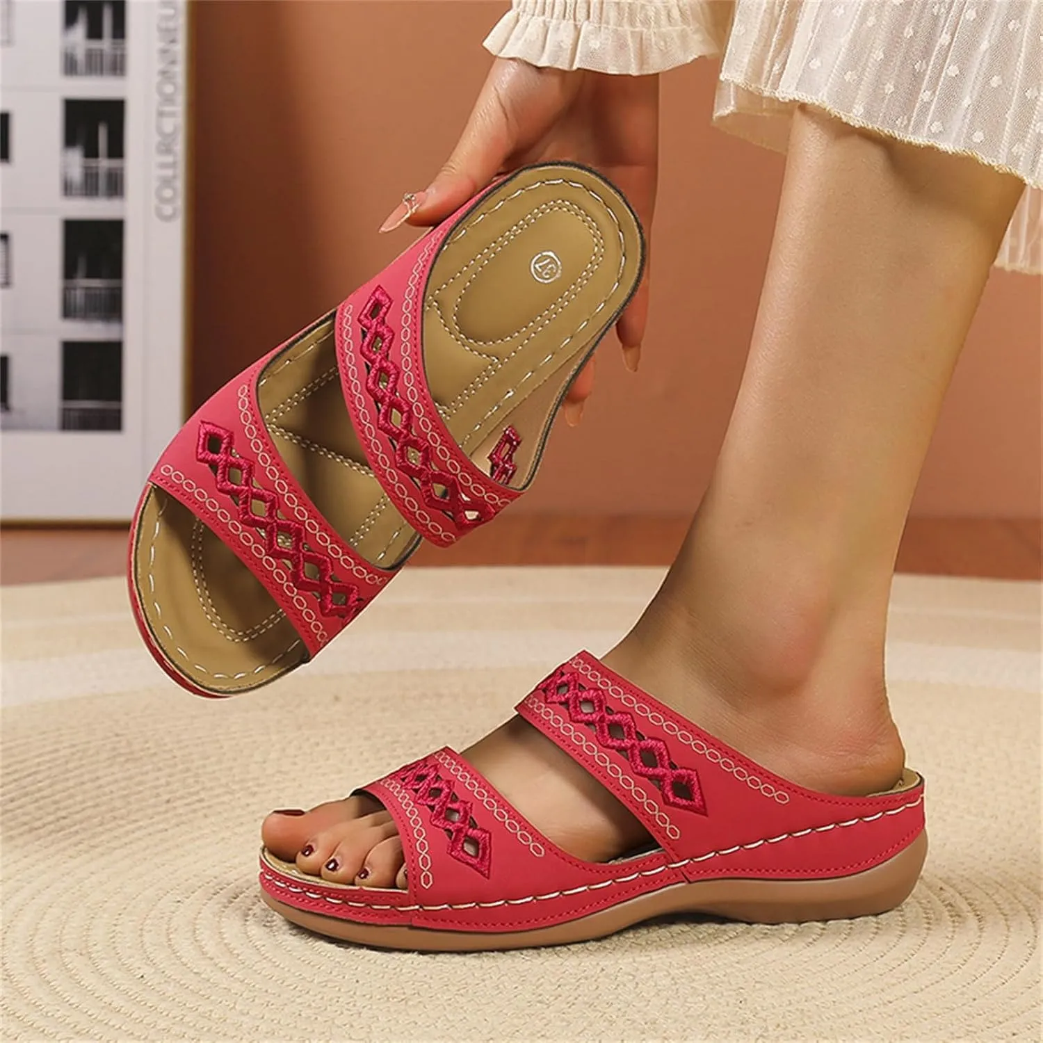 Summer Sandals for Womens Trendy Comfortable Wedge Shoes Casual Walking Shoe Slip On Orthopedic Sandals for Women for Womens