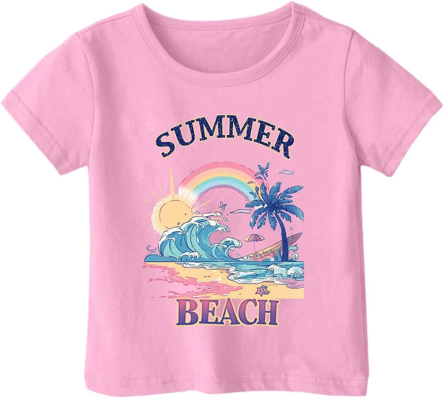 Summer Tees for Boys Girls Kids Short Sleeve Crew Neck Tee Tops Coconut Tree Print T Shirt for Girls Size 1-13 Years
