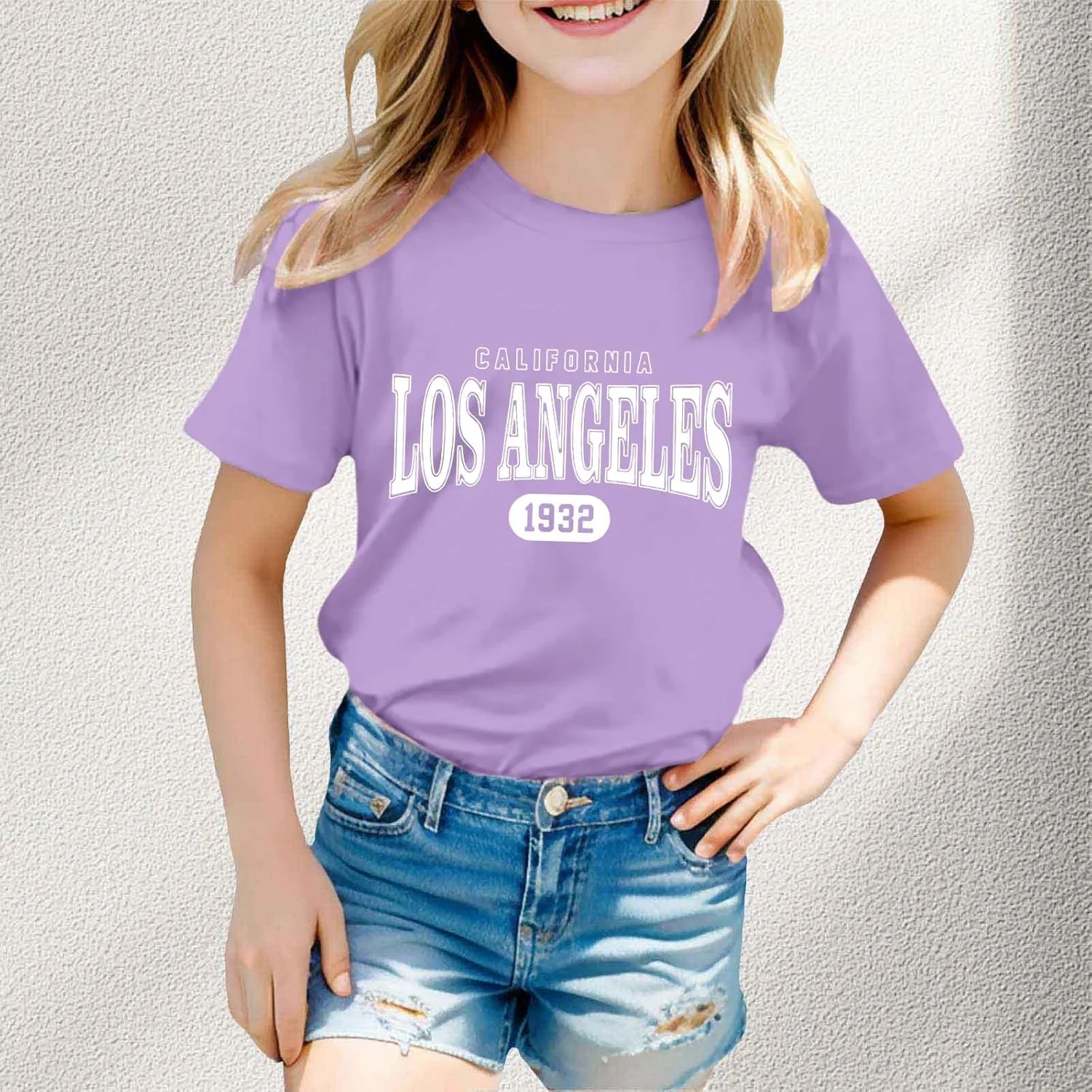 Summer Tees for Boys Girls Kids Short Sleeve Crewneck Shirts Outfits Fashion Los Angeles Shirts Tops 2-12 Years