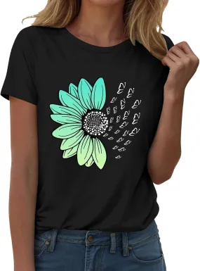 Sunflower Butterfly Shirts for Women Womens Independence Day 4Th of July Tees Summer Shirts for Women 2025 Vacation