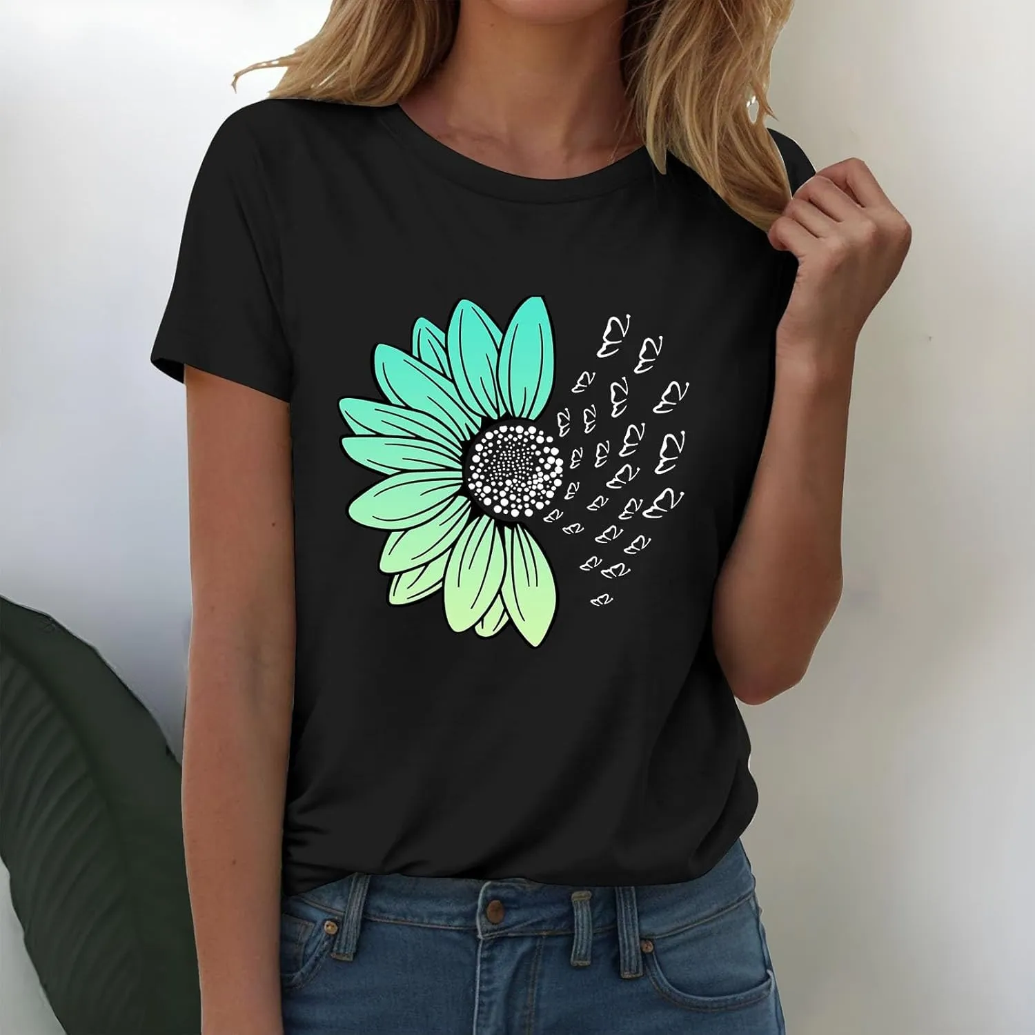 Sunflower Butterfly Shirts for Women Womens Independence Day 4Th of July Tees Summer Shirts for Women 2025 Vacation
