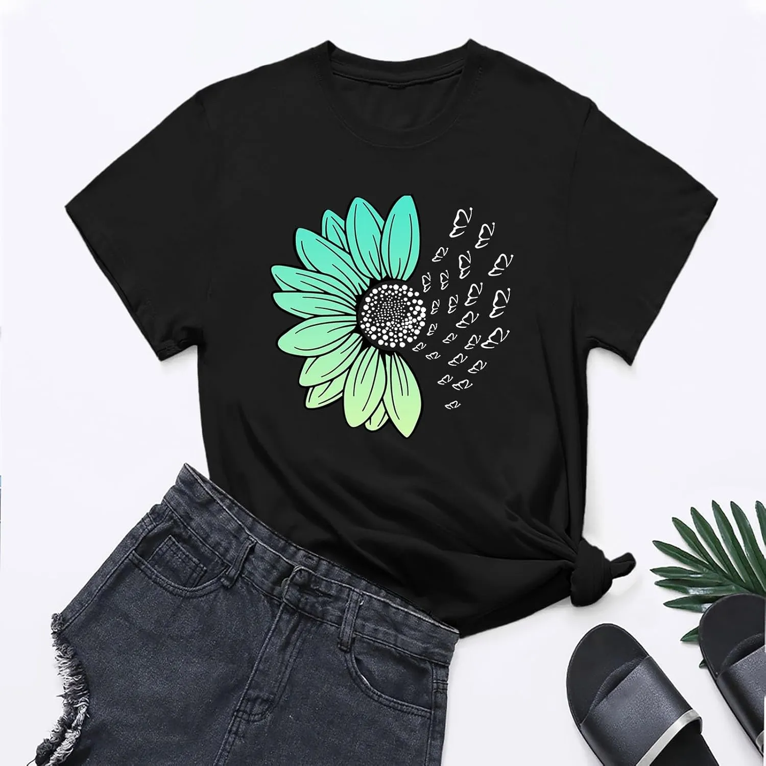Sunflower Butterfly Shirts for Women Womens Independence Day 4Th of July Tees Summer Shirts for Women 2025 Vacation
