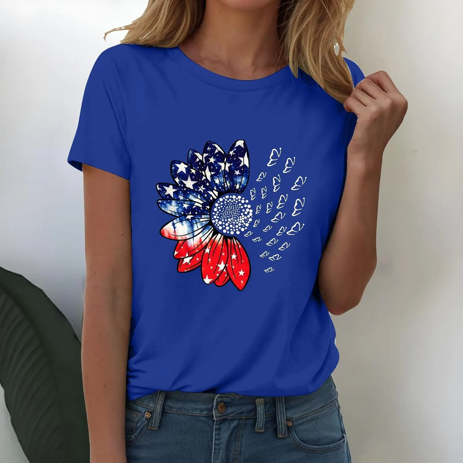 Sunflower Butterfly Shirts for Women Womens Independence Day 4Th of July Tees Summer Shirts for Women 2025 Vacation