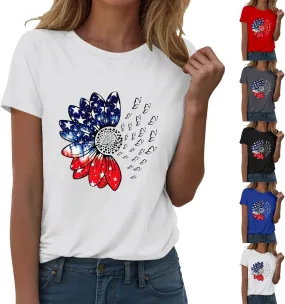 Sunflower Butterfly Shirts for Women Womens Independence Day 4Th of July Tees Summer Shirts for Women 2025 Vacation