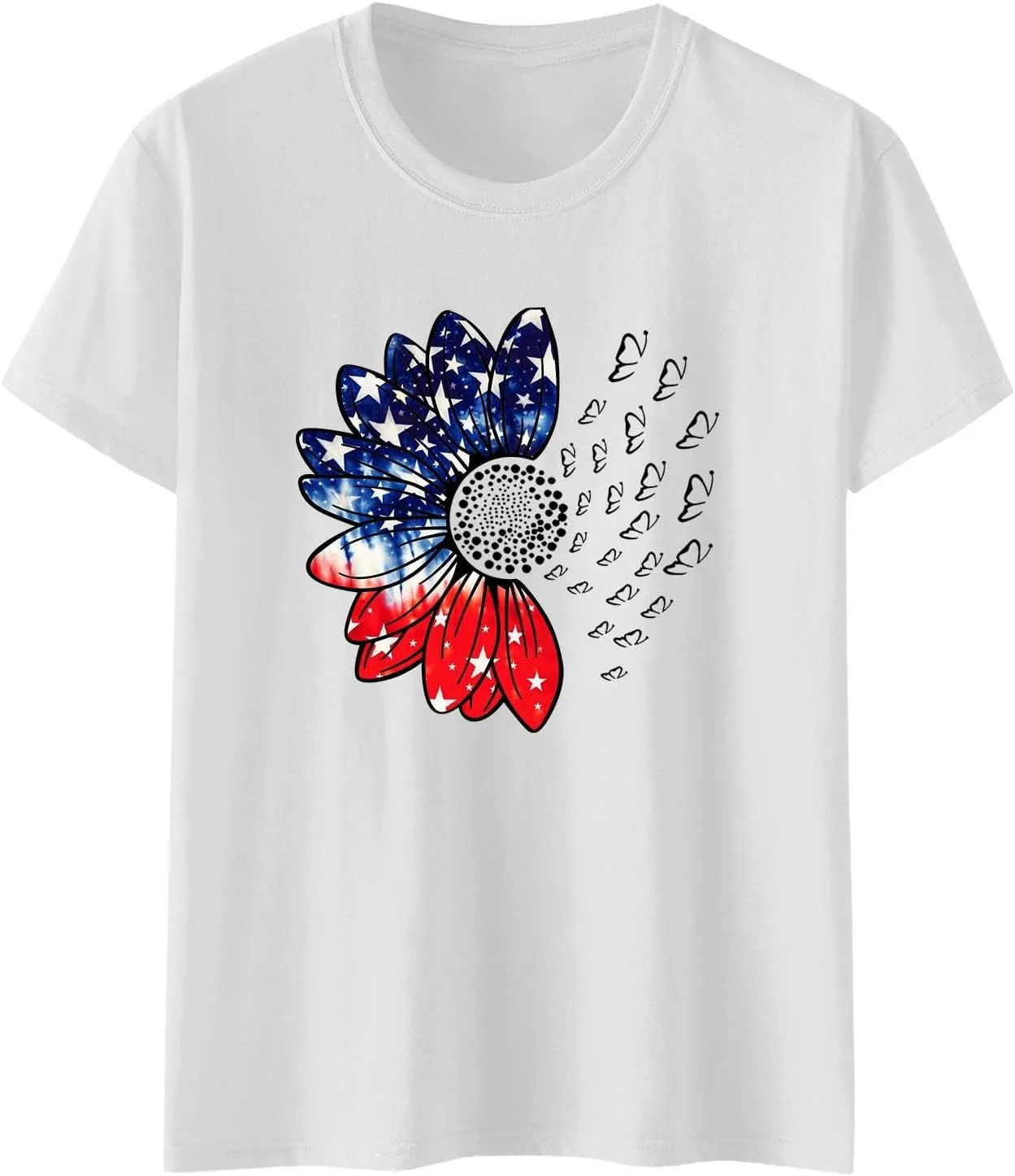 Sunflower Butterfly Shirts for Women Womens Independence Day 4Th of July Tees Summer Shirts for Women 2025 Vacation