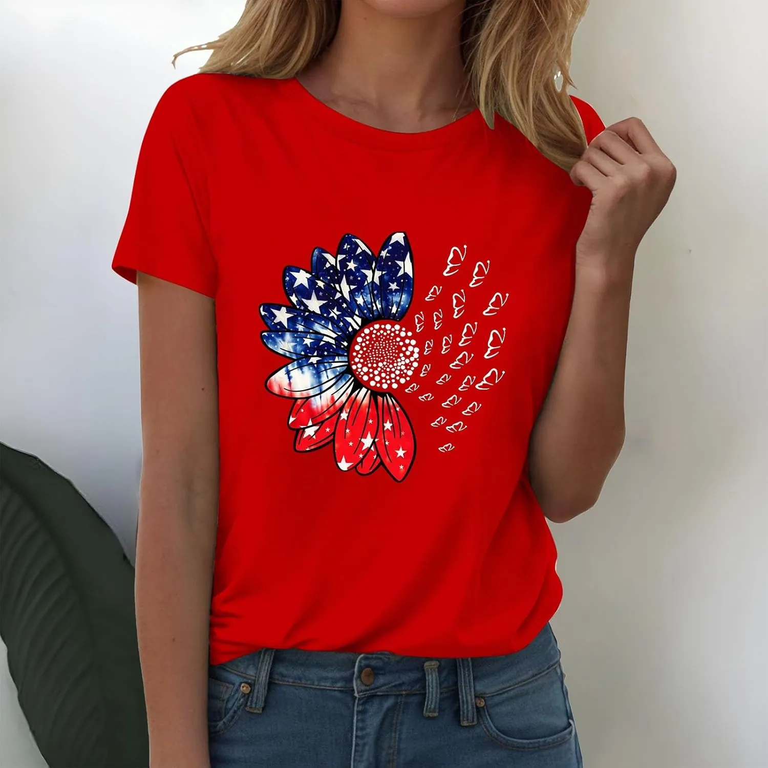 Sunflower Butterfly Shirts for Women Womens Independence Day 4Th of July Tees Summer Shirts for Women 2025 Vacation