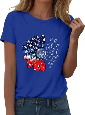 Sunflower Butterfly Shirts for Women Womens Independence Day 4Th of July Tees Summer Shirts for Women 2025 Vacation