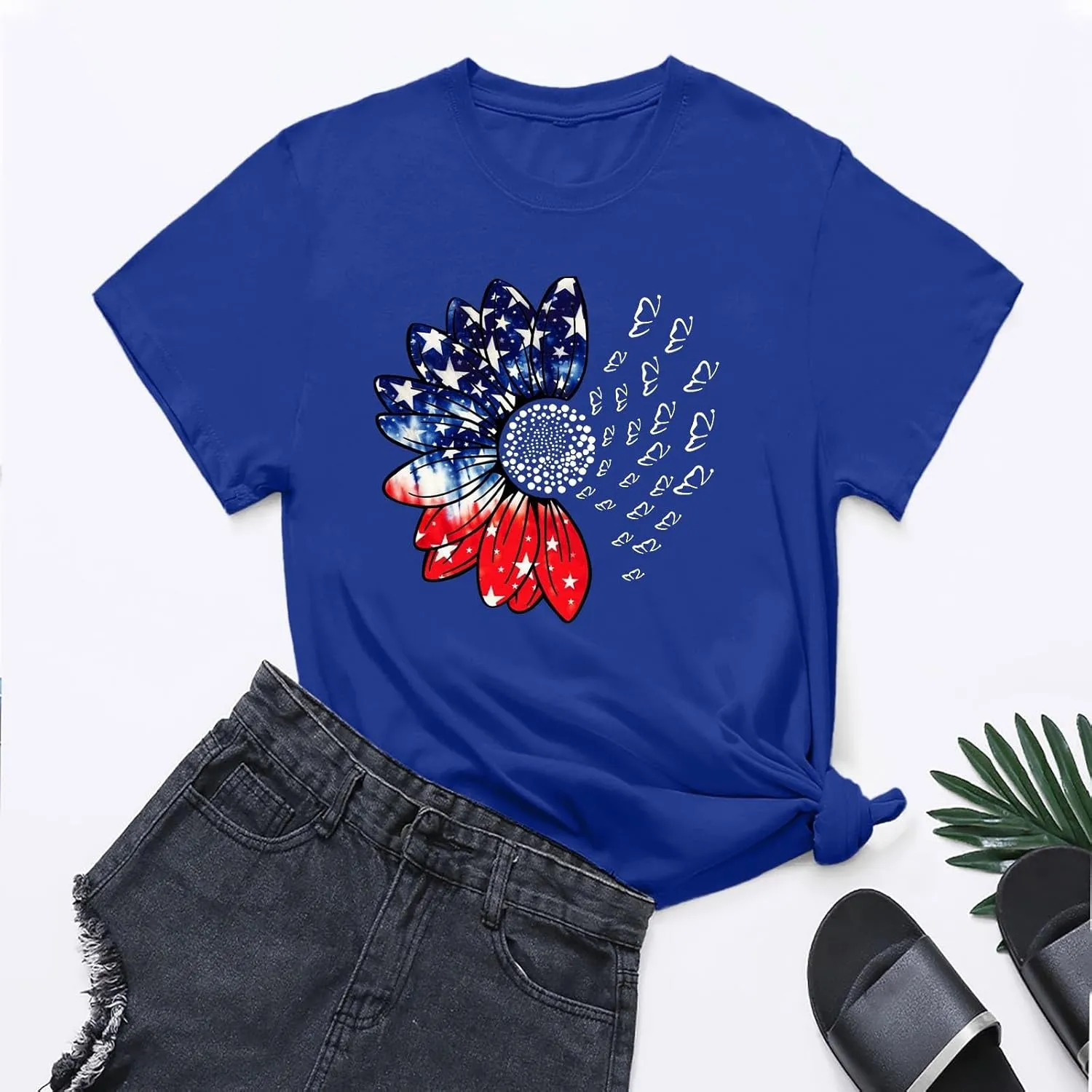 Sunflower Butterfly Shirts for Women Womens Independence Day 4Th of July Tees Summer Shirts for Women 2025 Vacation