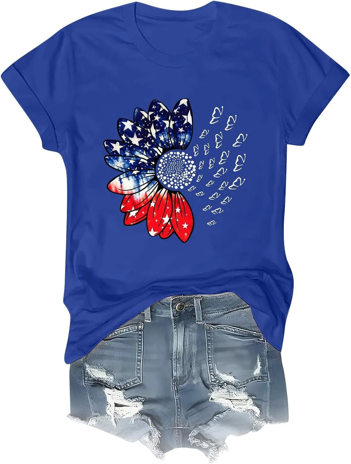Sunflower Butterfly Shirts for Women Womens Independence Day 4Th of July Tees Summer Shirts for Women 2025 Vacation