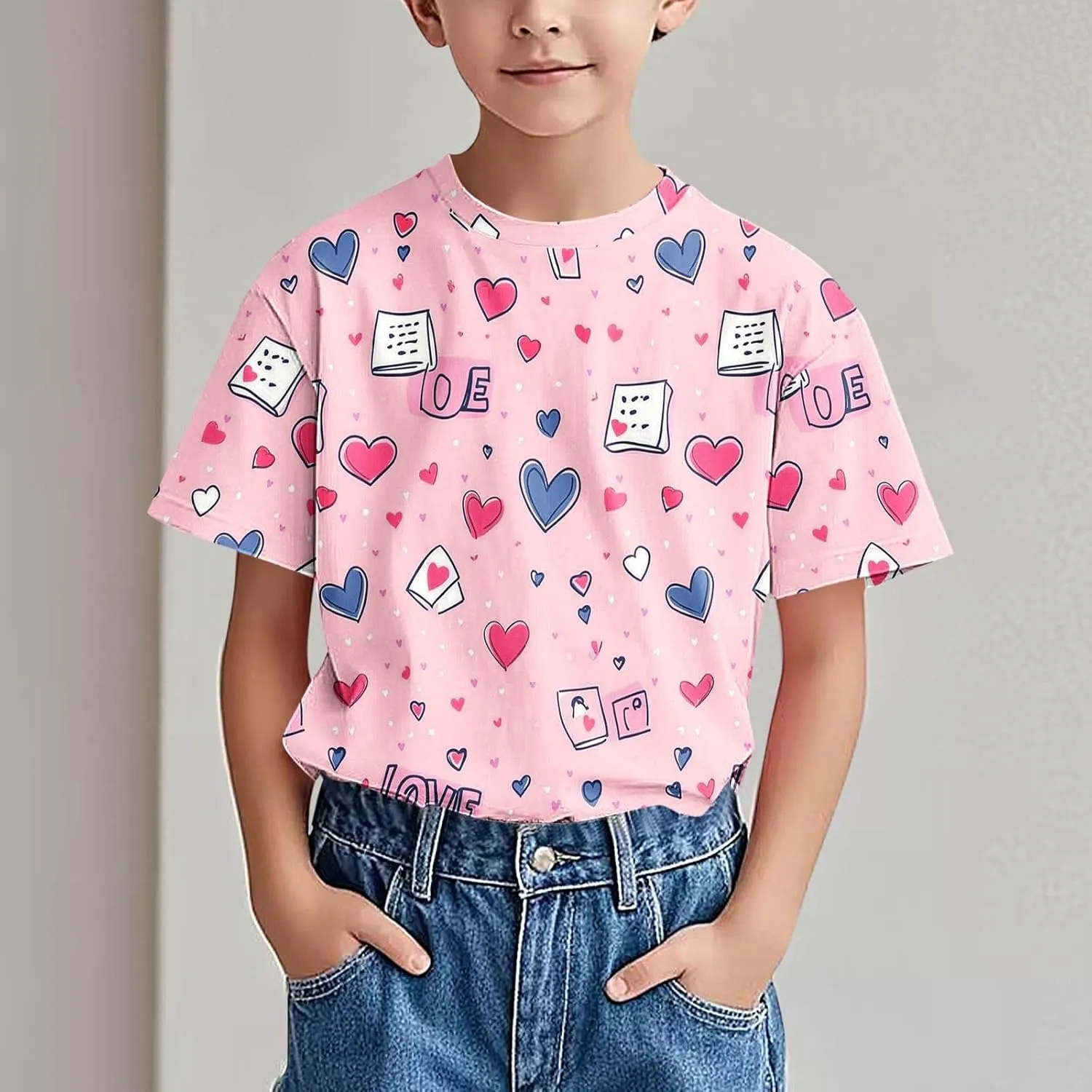 T Shirts for Kids Boys, Toddler Summer Short Sleeve Tops Cute Graphic Print Casual Shirts for Girls 18 Months-10 Years