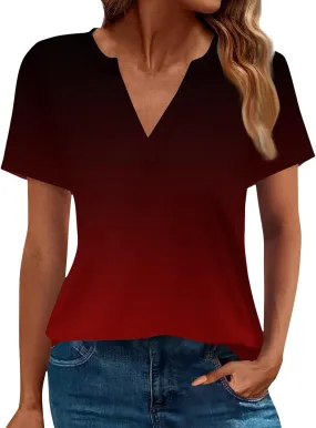 T Shirts Short Sleeve V Neck Tees Womens Fashion Tops 2025 Trendy Business Casual Summer Fashion Clothing Tops
