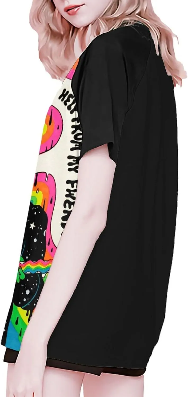 T-Shirts Womens Vintage Funny Graphic Tee Tshirt Casual Short Sleeve Tops