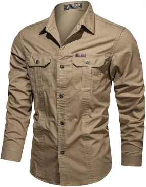 Tactical Shirts for Men Long Sleeve Cargo Shirt Button Down Lightweight Cardigan Trendy Casual Blouses Cozy Shirts