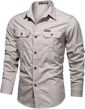 Tactical Shirts for Men Long Sleeve Cargo Shirt Button Down Lightweight Cardigan Trendy Casual Blouses Cozy Shirts