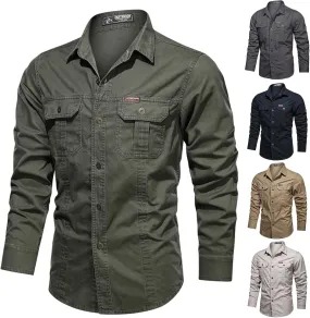 Tactical Shirts for Men Long Sleeve Cargo Shirt Button Down Lightweight Cardigan Trendy Casual Blouses Cozy Shirts