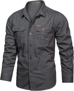 Tactical Shirts for Men Long Sleeve Cargo Shirt Button Down Lightweight Cardigan Trendy Casual Blouses Cozy Shirts