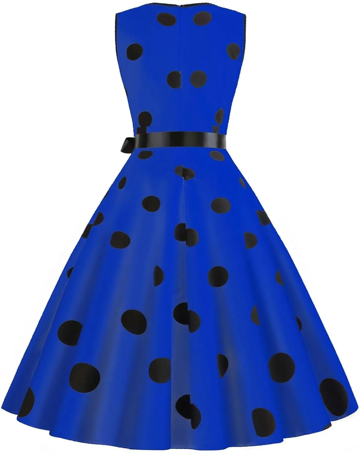 Tea Length Dresses for Women Formal Polka Dot Womens Dresses 50s Floral Style Dresses Round Neck Rockabilly Dresses