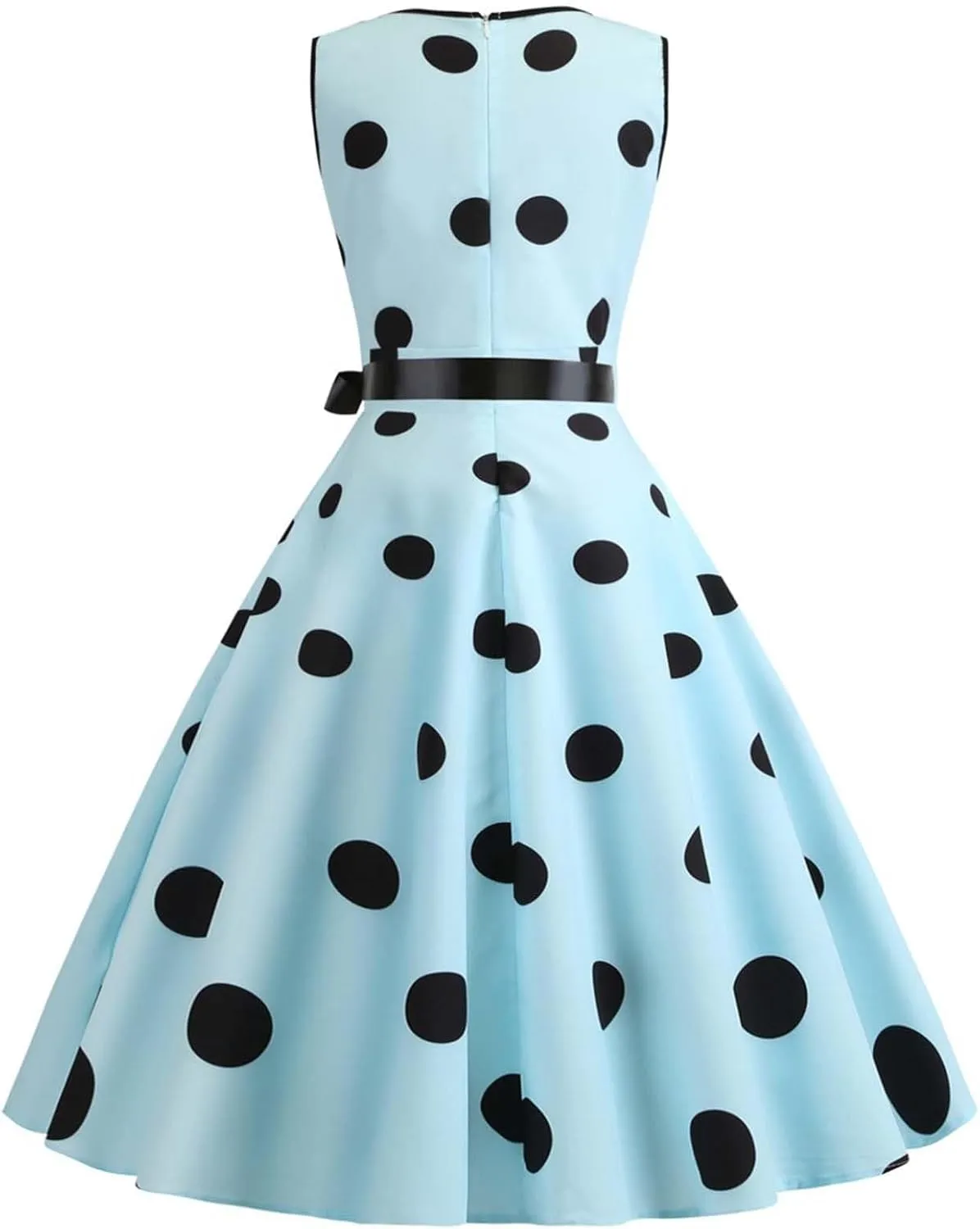 Tea Length Dresses for Women Formal Polka Dot Womens Dresses 50s Floral Style Dresses Round Neck Rockabilly Dresses