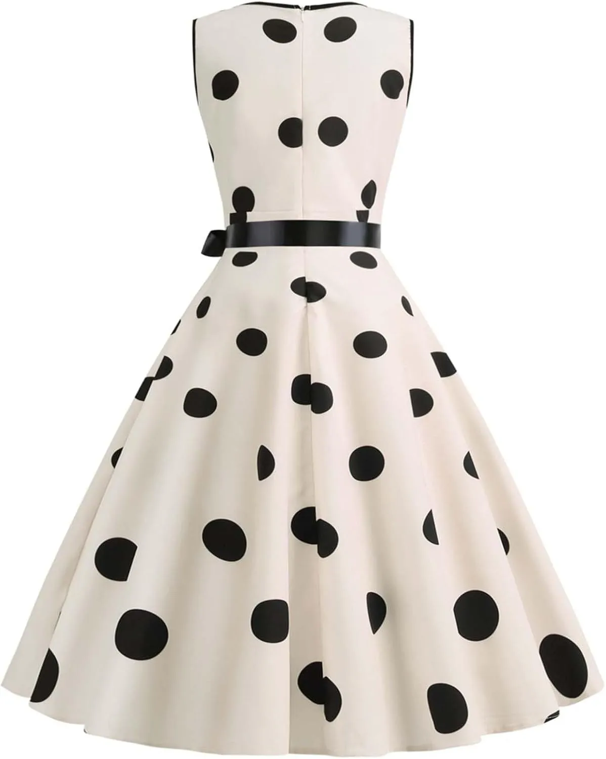 Tea Length Dresses for Women Formal Polka Dot Womens Dresses 50s Floral Style Dresses Round Neck Rockabilly Dresses