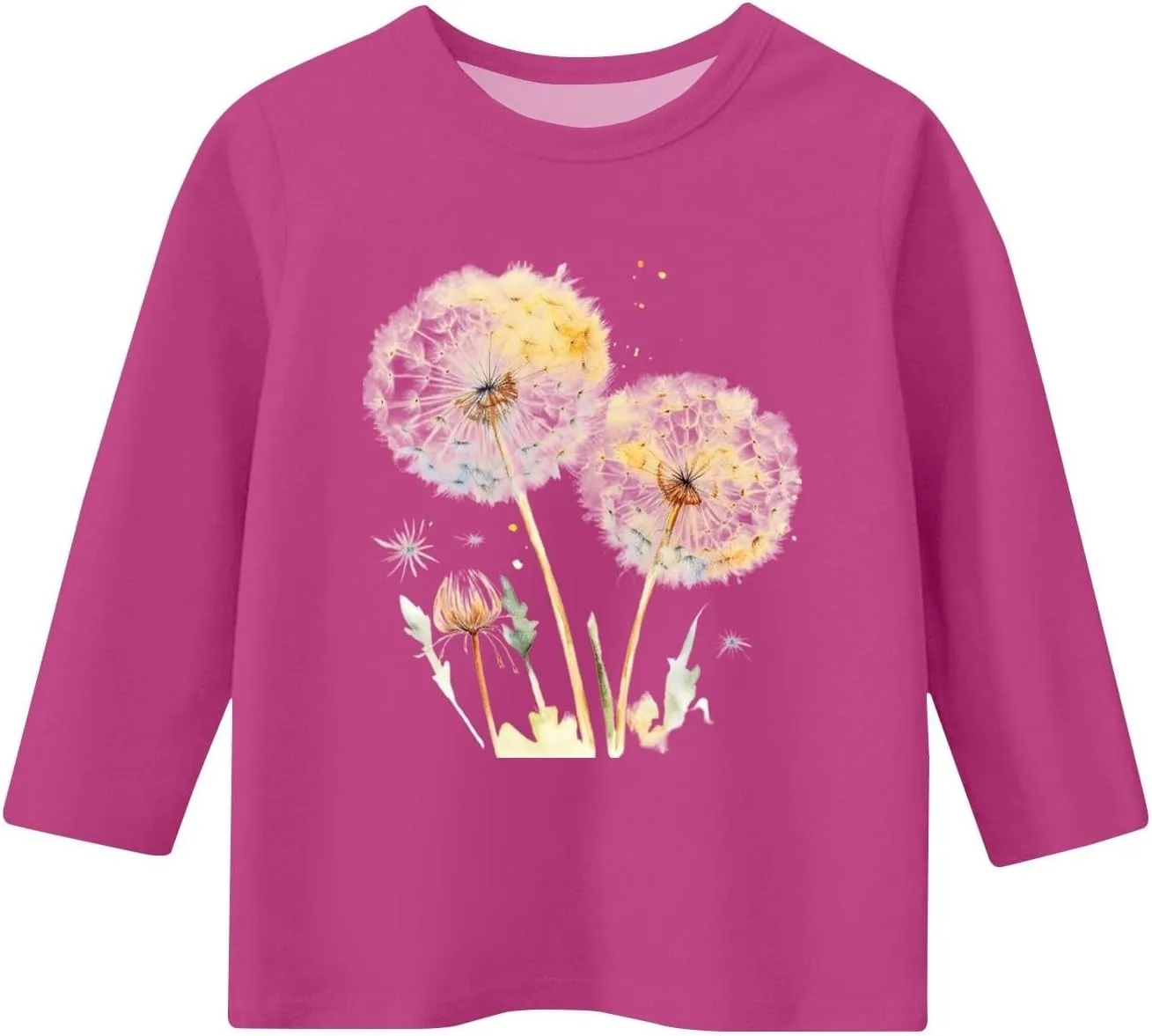 Teen Girls Floral 3/4 Length Sleeve Top Summer Crewneck Casual Athletic Blouse for Kids Soft Comfy Workout Undershirt