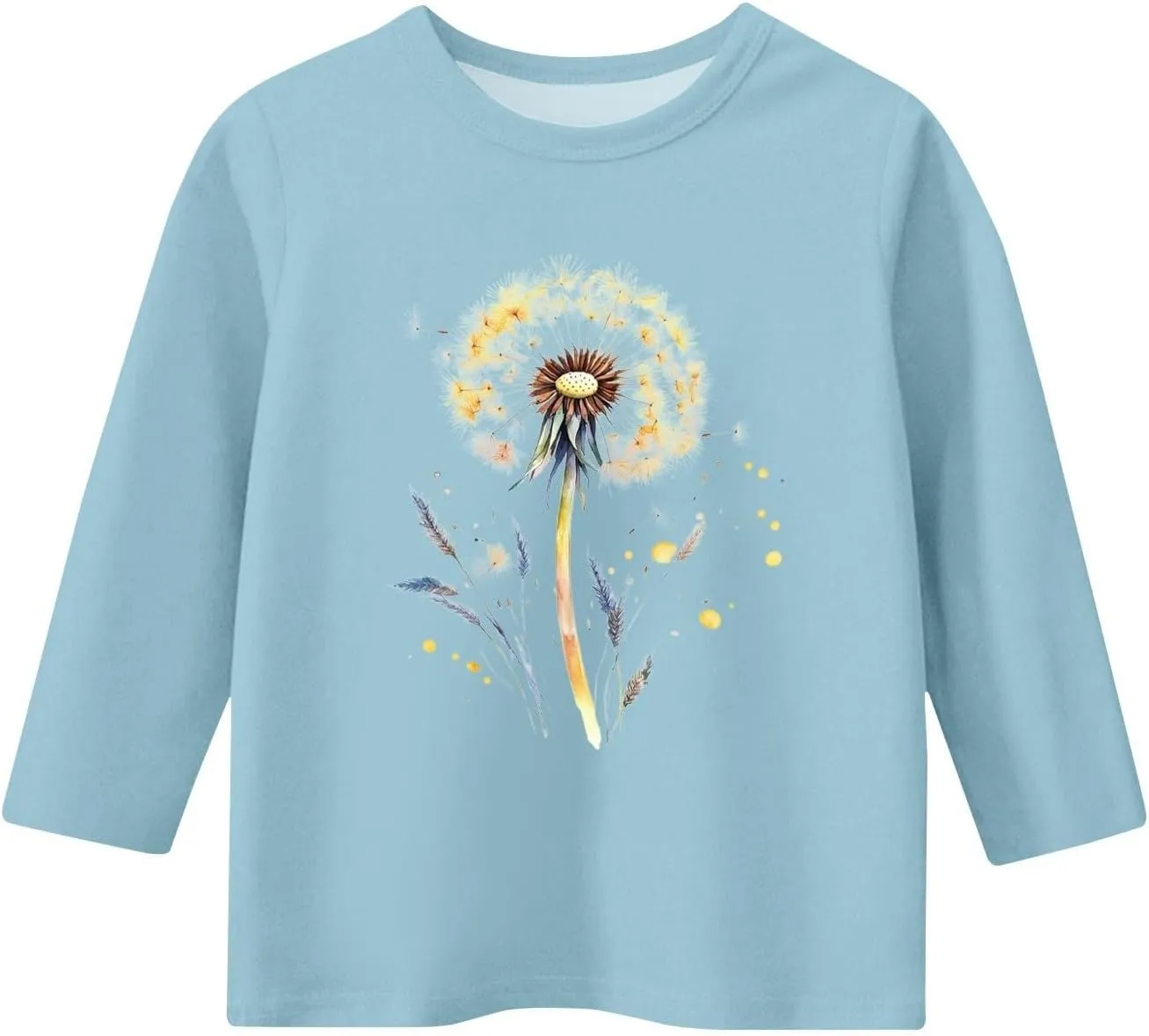 Teen Girls Floral 3/4 Length Sleeve Top Summer Crewneck Casual Athletic Blouse for Kids Soft Comfy Workout Undershirt