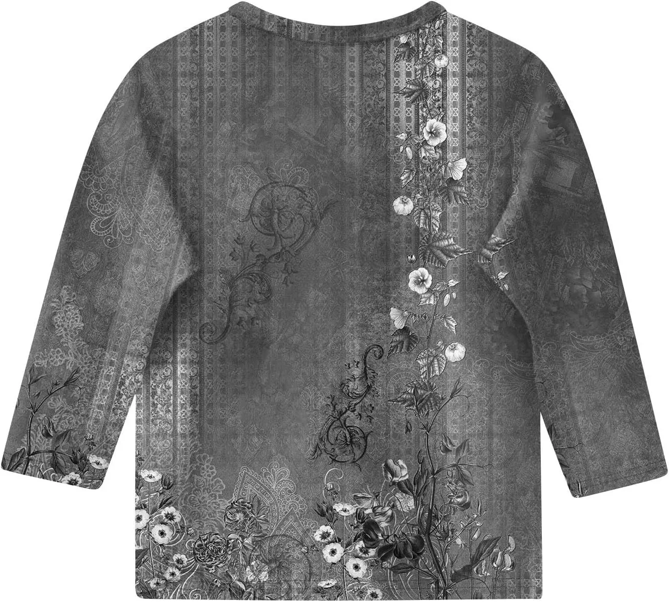 Teen Girls Floral 3/4 Length Sleeve Top Summer Crewneck Casual Athletic Blouse for Kids Soft Comfy Workout Undershirt