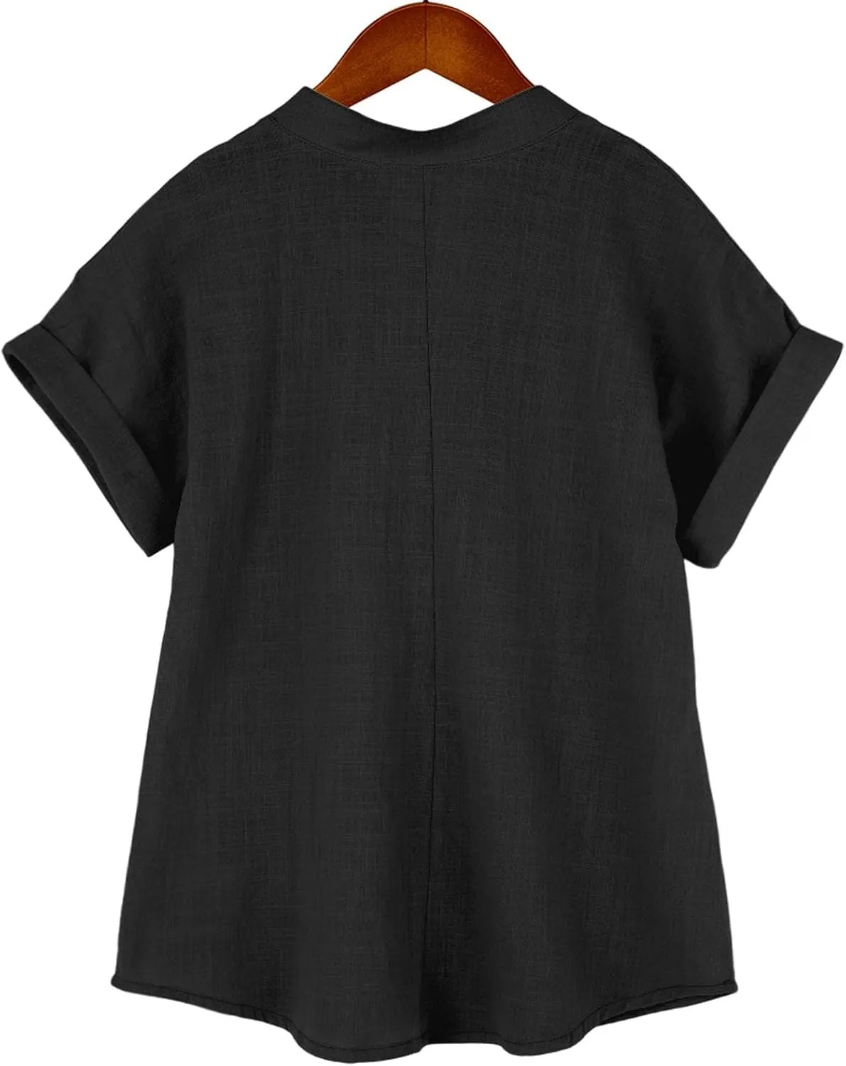 Teens Girls Button Shirts Cute Short Sleeve Solid Cotton Linen Tshirt Summer Casual Loose Blouses Tunic Tops Clothes