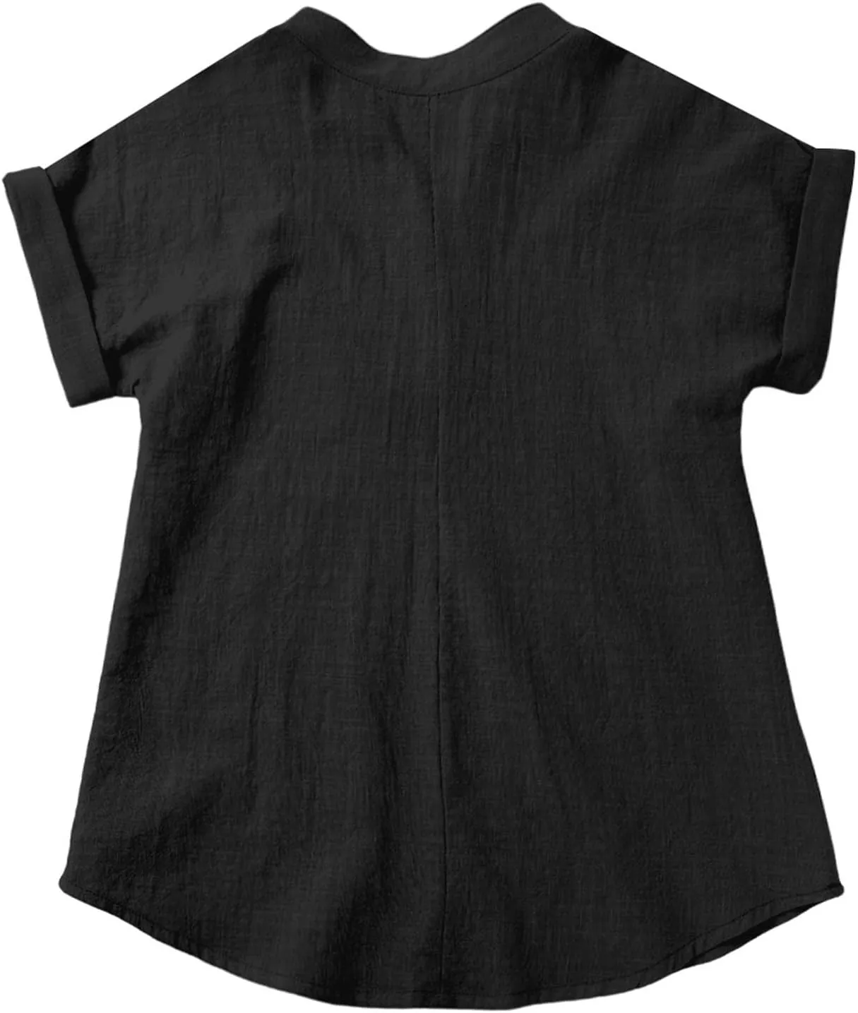 Teens Girls Button Shirts Cute Short Sleeve Solid Cotton Linen Tshirt Summer Casual Loose Blouses Tunic Tops Clothes