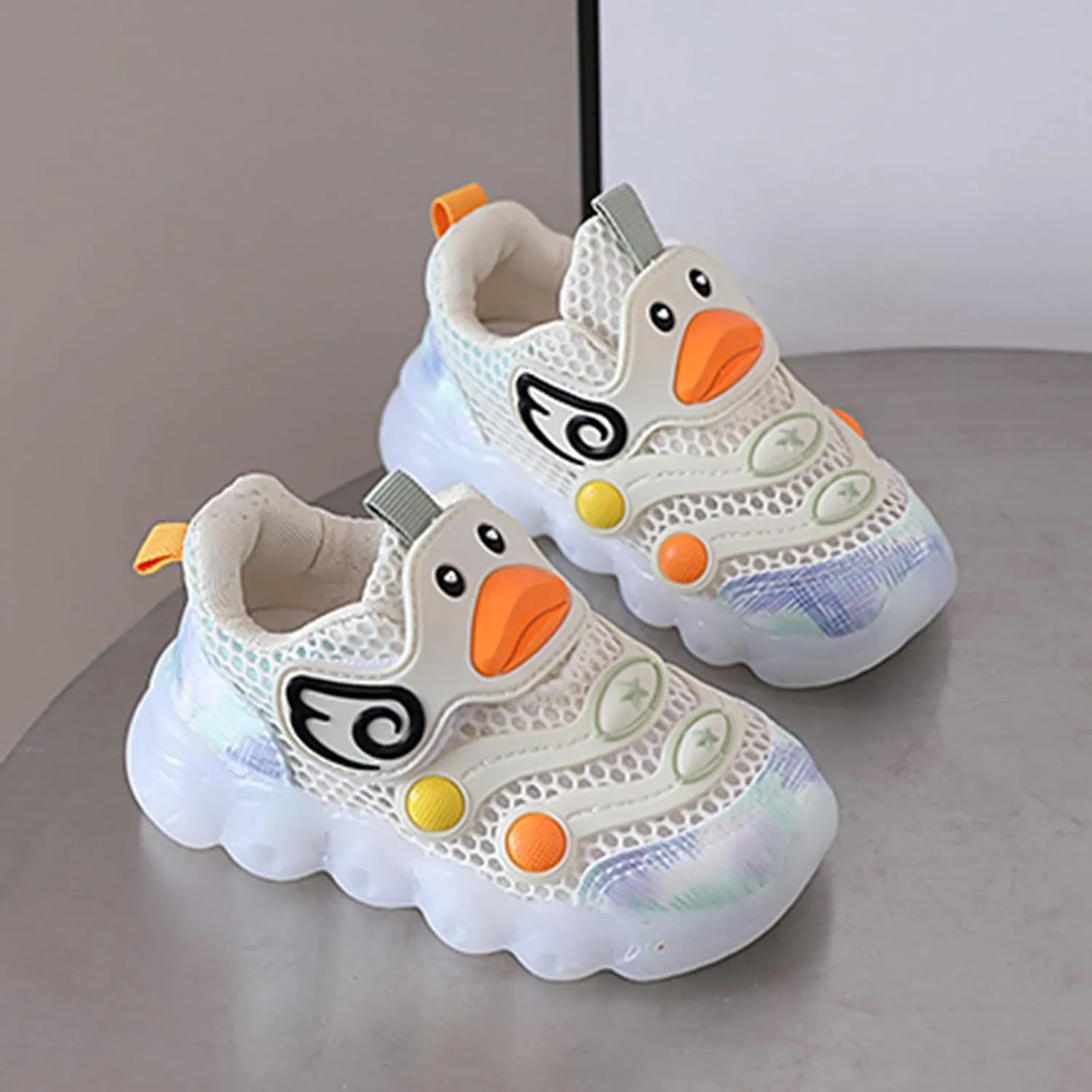 Toddler Baby Boys Girls LED Light Sneakers Walking Shoes Kids Knit Stripe Mesh Luminous Sport Running Shoes