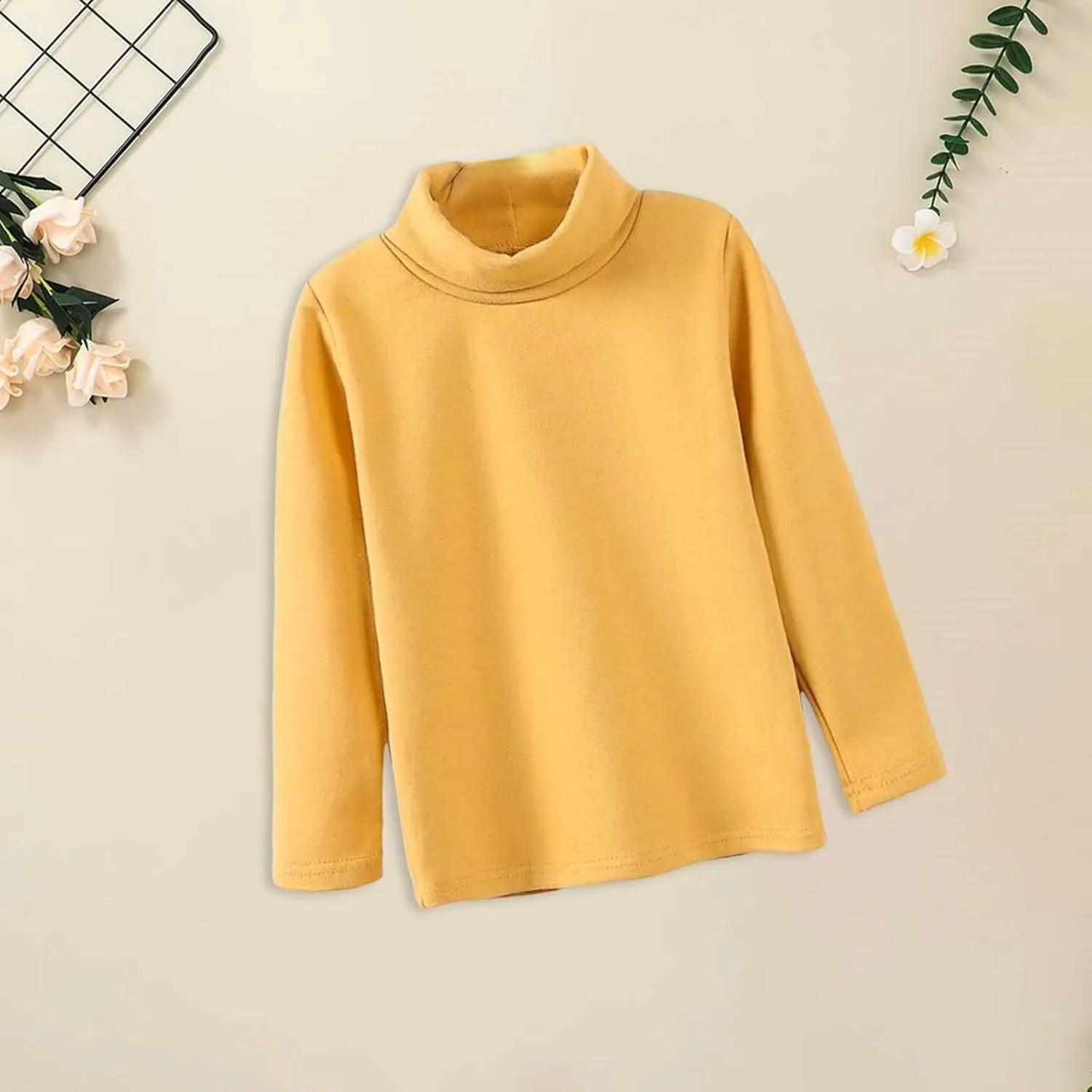 Toddler Baby Girl Basic Solid Turtleneck T Shirt Top Long Sleeve Soft Cotton Clothes for Baby Girl