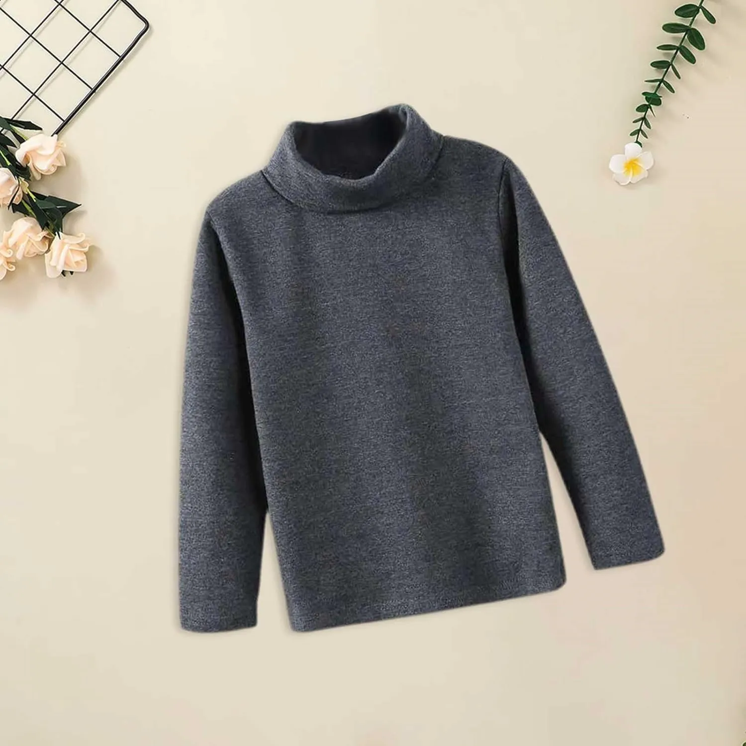 Toddler Baby Girl Basic Solid Turtleneck T Shirt Top Long Sleeve Soft Cotton Clothes for Baby Girl