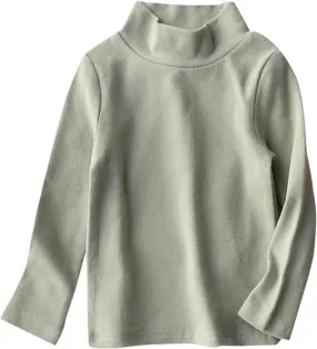 Toddler Baby Girl Long Sleeve T Shirt Kids Basic Solid Turtleneck Tee Top Cotton Clothes 16T