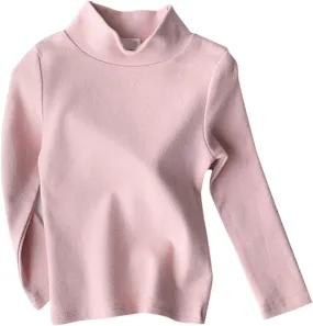 Toddler Baby Girl Long Sleeve T Shirt Kids Basic Solid Turtleneck Tee Top Cotton Clothes 16T