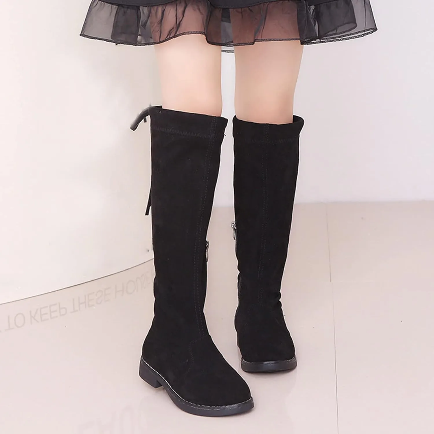 Toddler Big Kid Girl's Faux Lined Knee High Winter Riding Boots Thigh Boot Pointed Stretch Over The Knee Boots