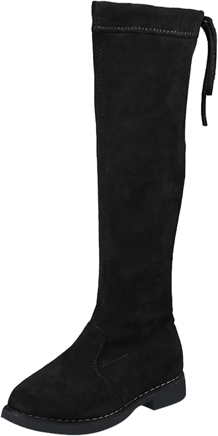Toddler Big Kid Girl's Faux Lined Knee High Winter Riding Boots Thigh Boot Pointed Stretch Over The Knee Boots