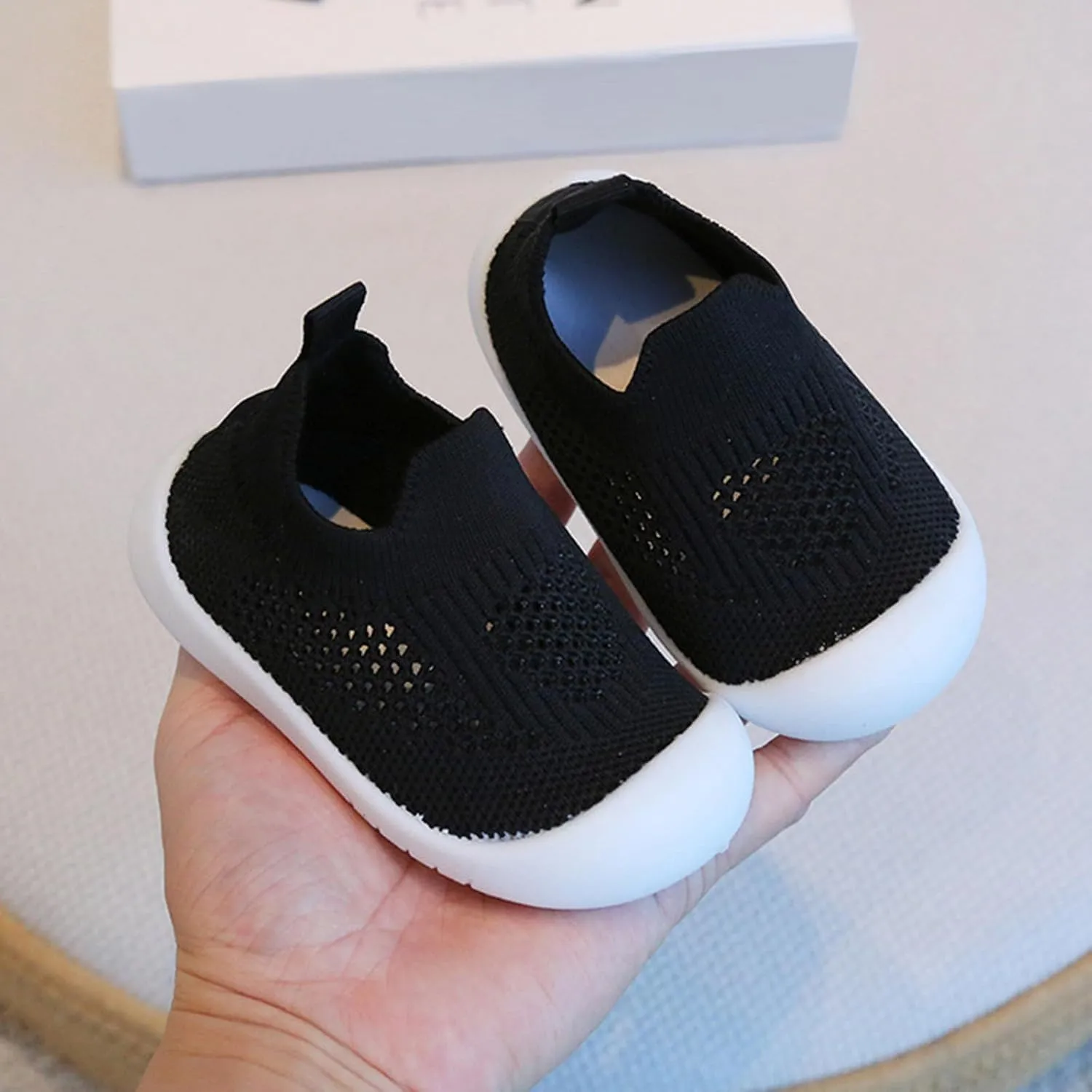 Toddler Boy Girl Mesh Sneakers Baby Knitted Walking Shoes Infant Soft Sole Trainerslittle Kid Breathable Outdoor Shoes