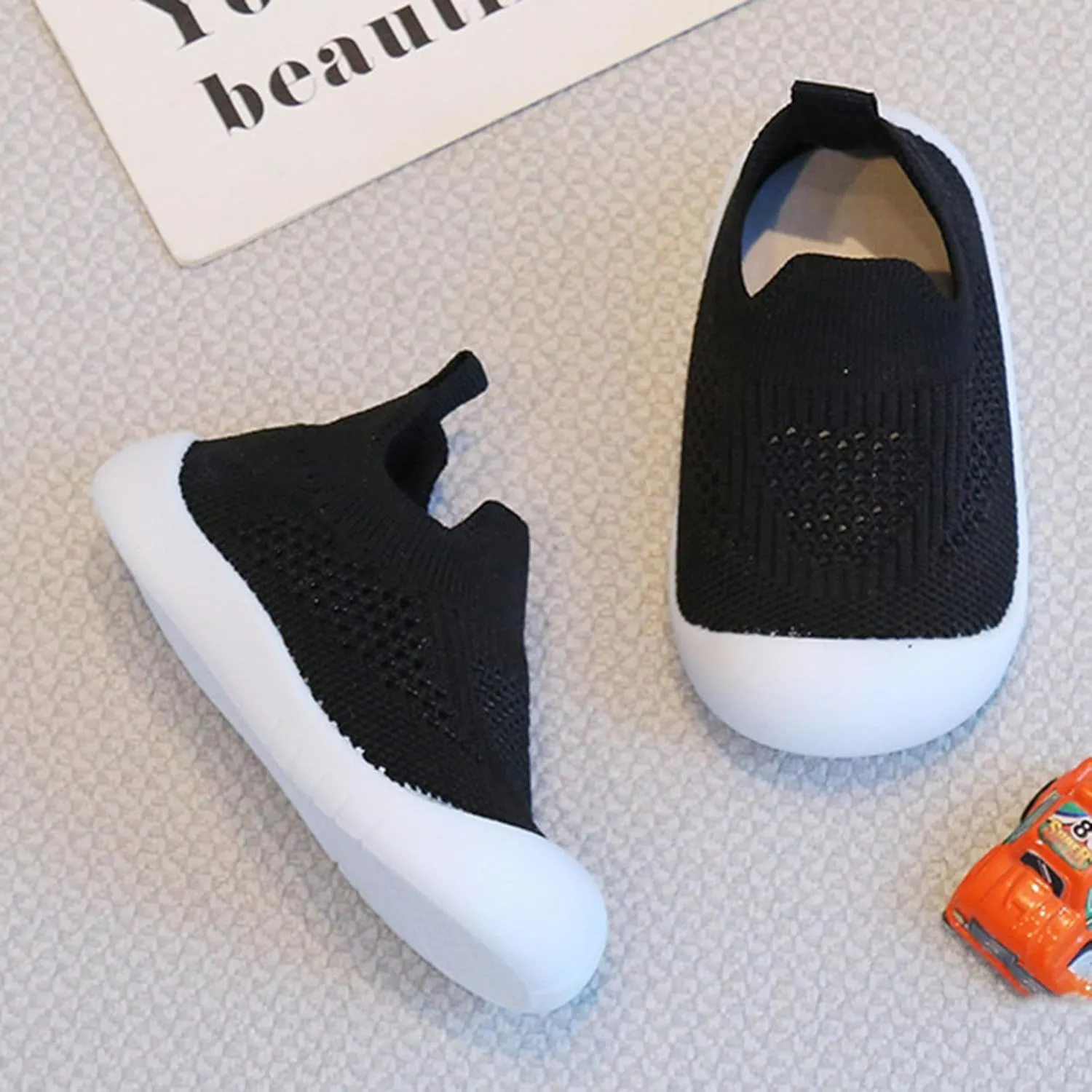 Toddler Boy Girl Mesh Sneakers Baby Knitted Walking Shoes Infant Soft Sole Trainerslittle Kid Breathable Outdoor Shoes
