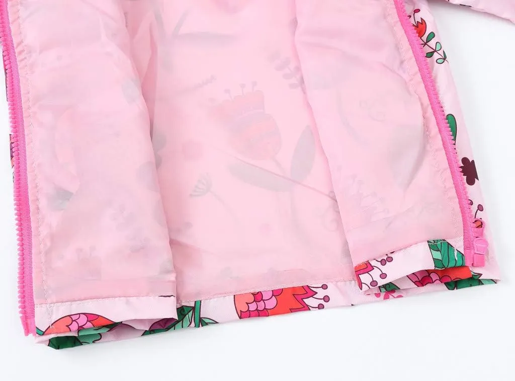 Toddler Boys Girls Fashion Cartoon Animal Print Zip Jacket Hooded Trench Lightweight Kids Windbreaker Coats Casual Outerwear
