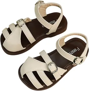 Toddler Brown Sandals Closed Toe Girl Toddler Girls Sandals Soft Rubber Princess Flat Shoes Summer Flower Girl Shoes