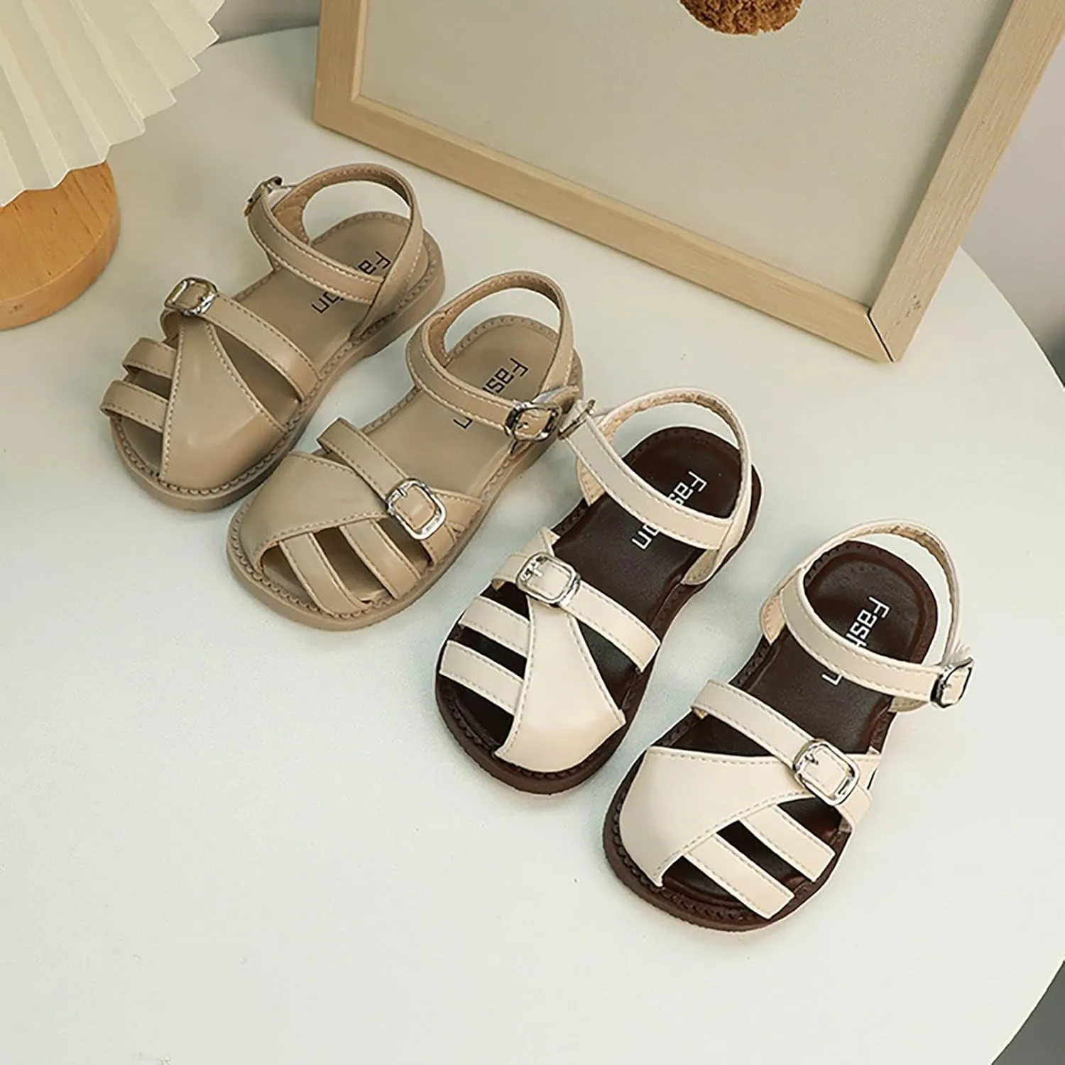 Toddler Brown Sandals Closed Toe Girl Toddler Girls Sandals Soft Rubber Princess Flat Shoes Summer Flower Girl Shoes