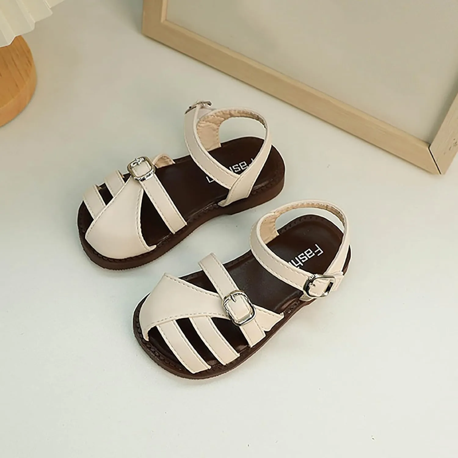 Toddler Brown Sandals Closed Toe Girl Toddler Girls Sandals Soft Rubber Princess Flat Shoes Summer Flower Girl Shoes