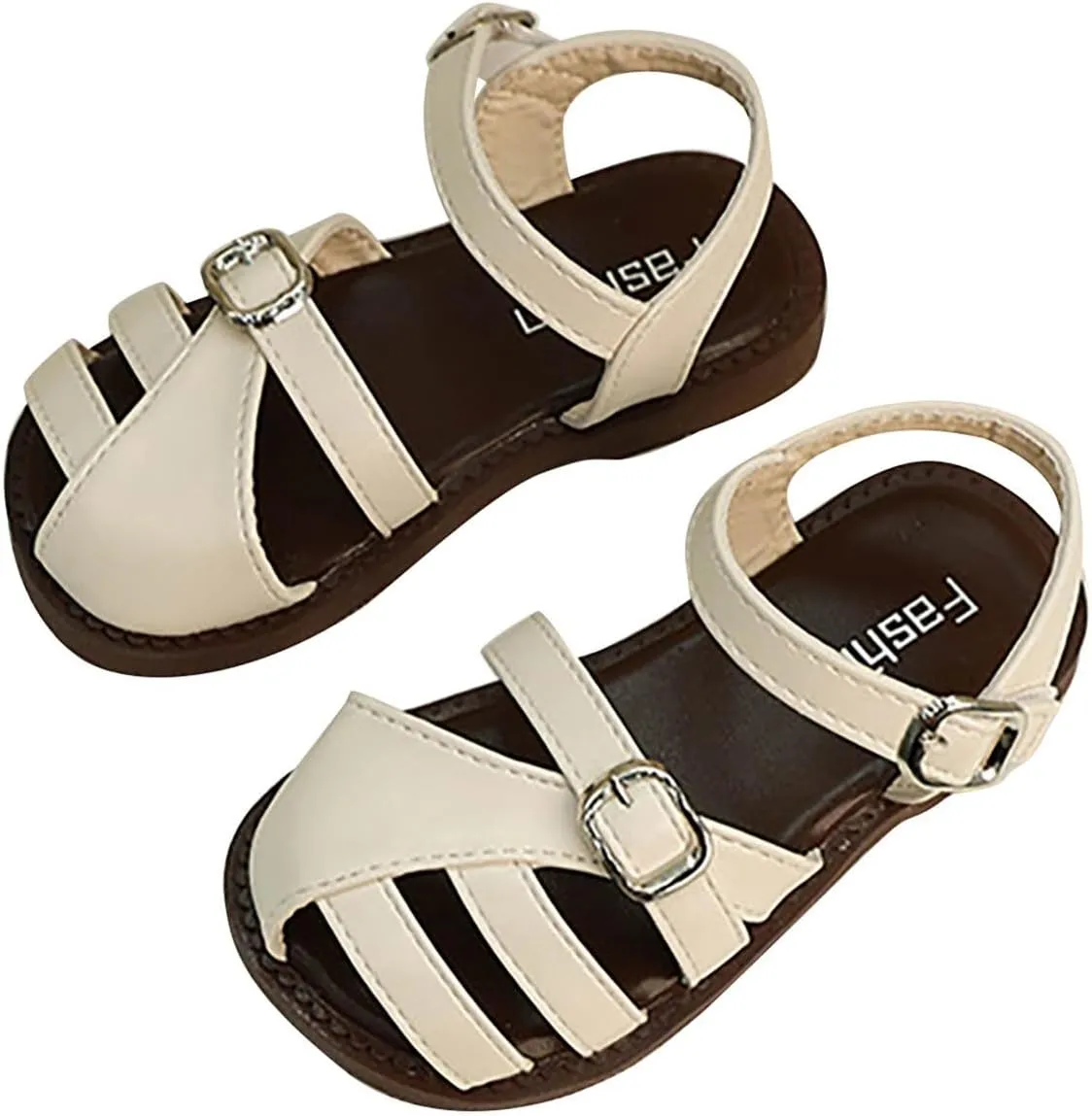 Toddler Brown Sandals Closed Toe Girl Toddler Girls Sandals Soft Rubber Princess Flat Shoes Summer Flower Girl Shoes