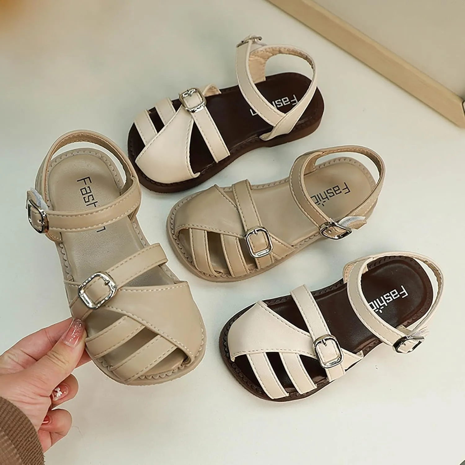 Toddler Brown Sandals Closed Toe Girl Toddler Girls Sandals Soft Rubber Princess Flat Shoes Summer Flower Girl Shoes