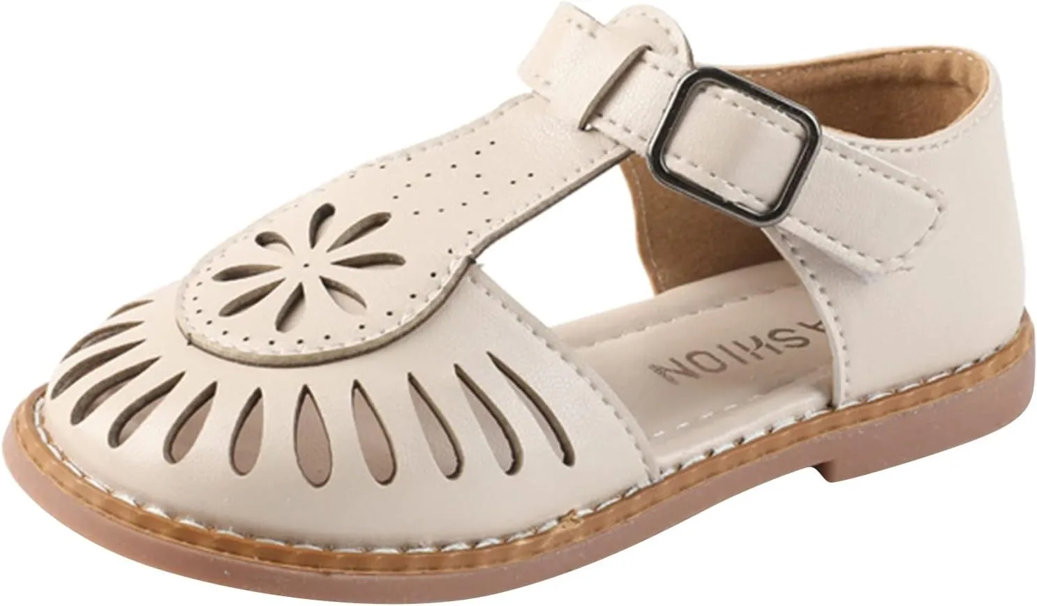 Toddler Girl Dress Shoes Children Sandals Fashion Baby Open Toe Princess Shoes Soft Soled Cut Out Beach Sandals (White, 3 Big Kids)