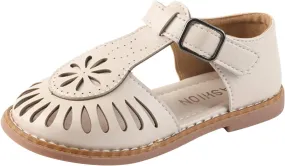 Toddler Girl Dress Shoes Children Sandals Fashion Baby Open Toe Princess Shoes Soft Soled Cut Out Beach Sandals (White, 3 Big Kids)