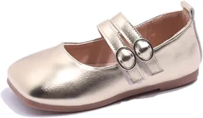 Toddler Girl Mary Jane Dress Shoes PU Leather T-Strap Slip On Ballerina Flats for Wedding Party School