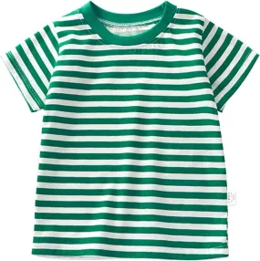 Toddler Girls Boys Casual Short Sleeve T Shirts Kids Loose Soft Striped Color Block Tunic Tops, Tees