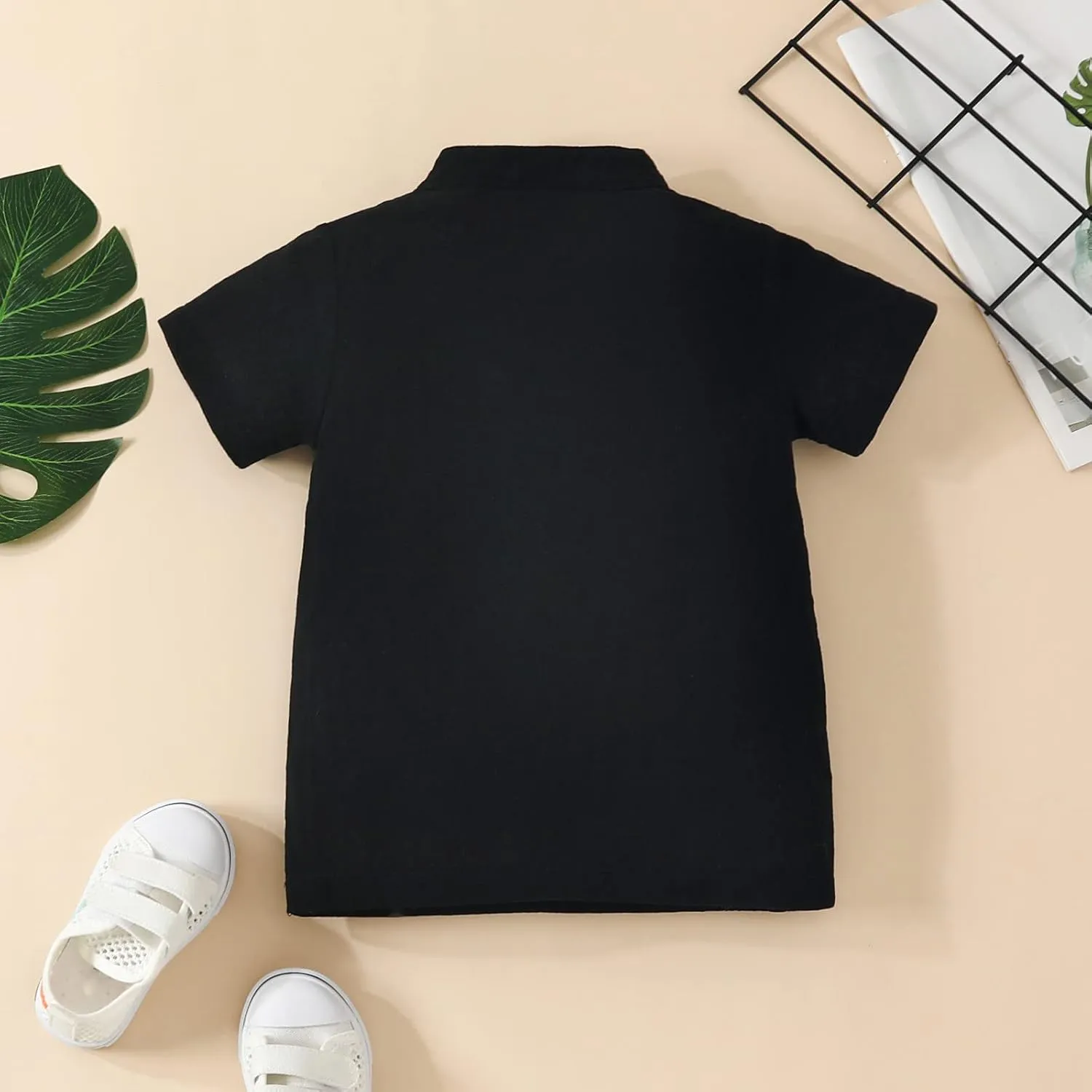 Toddler Girls Boys Short Sleeve T-Shirt Cotton Solid Turtleneck Tees for Toddlers Button Down Tops Outfit Clothes