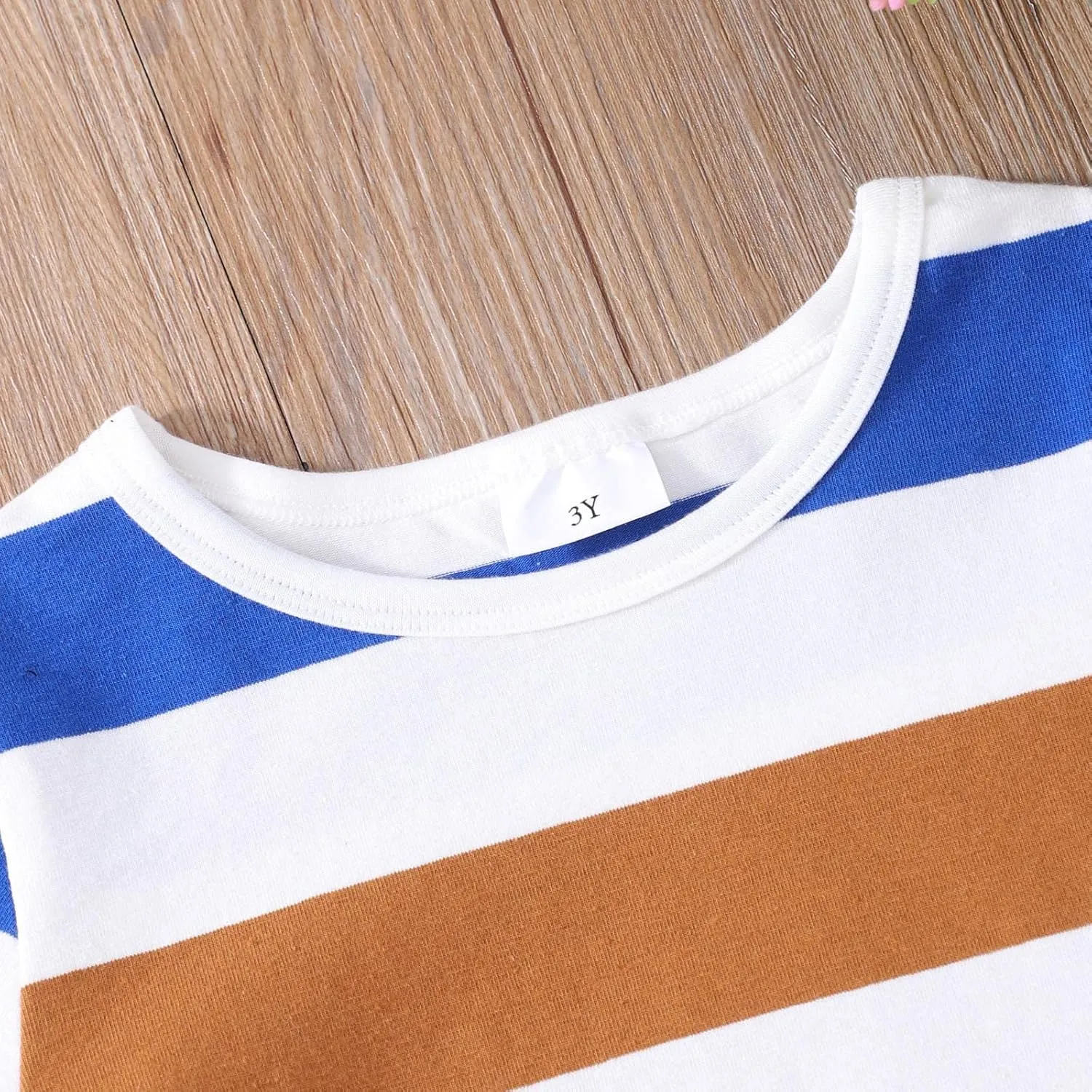 Toddler Girls Boys Stripe Printed T-Shirt Short Sleeve Color Block T Shirt Crewneck Kids Tee Tops Summer Undershirts
